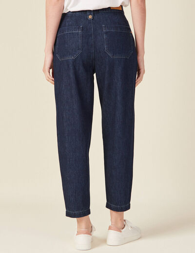 Jeans slouchy taille haute denim brut femme