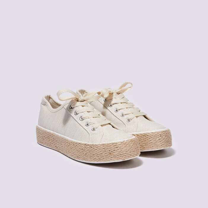 Espadrilles plates avec cordes ecru femme