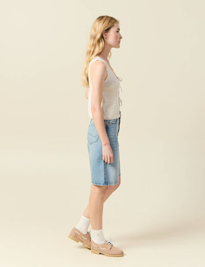 Débardeur tricot noué creme femme