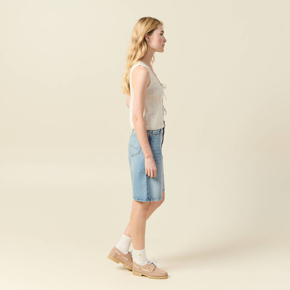 Débardeur tricot noué creme femme
