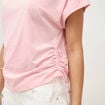T-shirt col bateau manches courtes rose clair femme