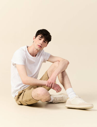 Bermuda droit cargo taupe homme