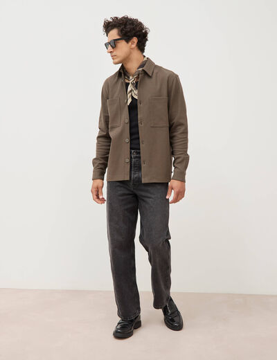 Surchemise manches longues taupe homme