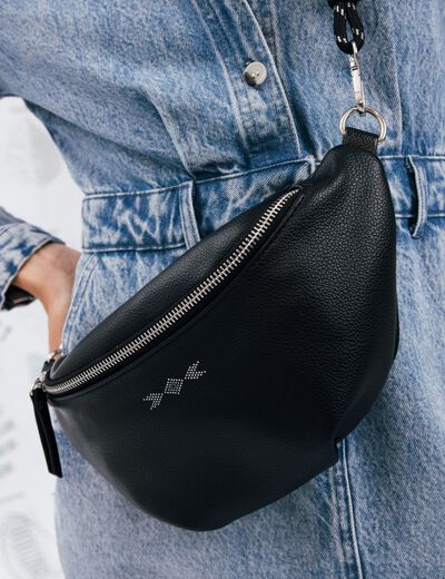 Sac banane simili cuir noir femme