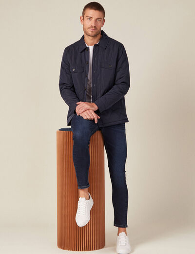 Jeans tapered 5 poches denim brut homme