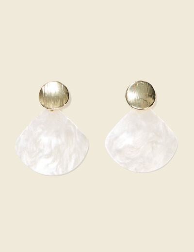 Boucles d'oreilles pendantes ecru femme