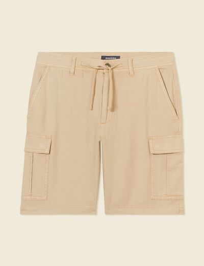 Bermuda cargo à coulisse beige homme