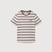 T-shirt ray&eacute; col rond manches courtes ivoire femme