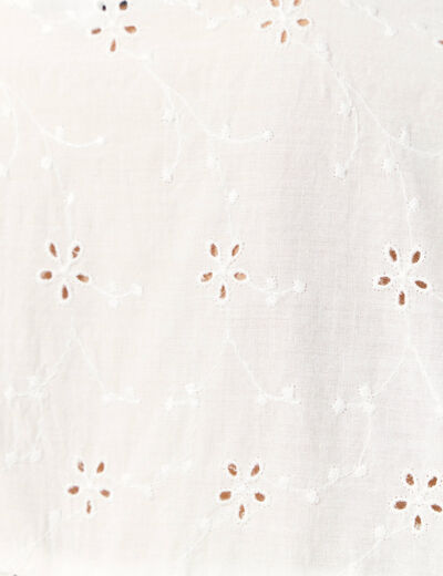 Chemise manches courtes brodée ecru femme