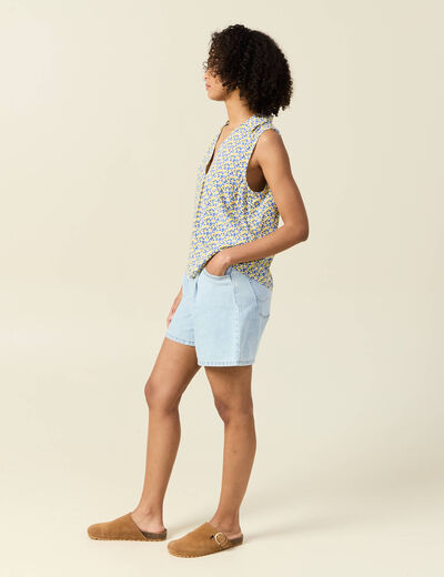 Blouse sans manches bleu femme