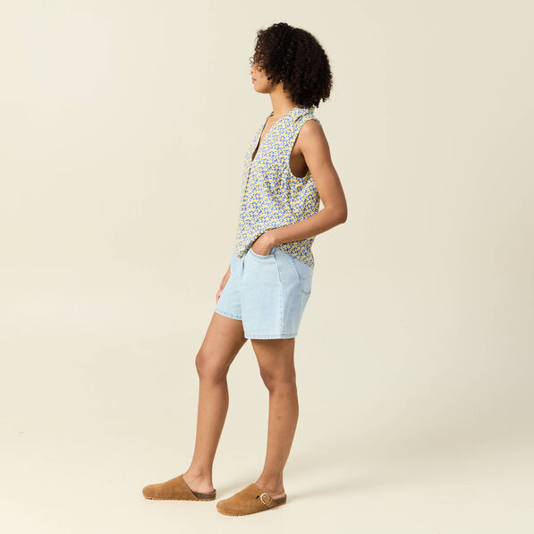 Blouse sans manches bleu femme