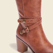 Bottes à talons avec brides marron femme