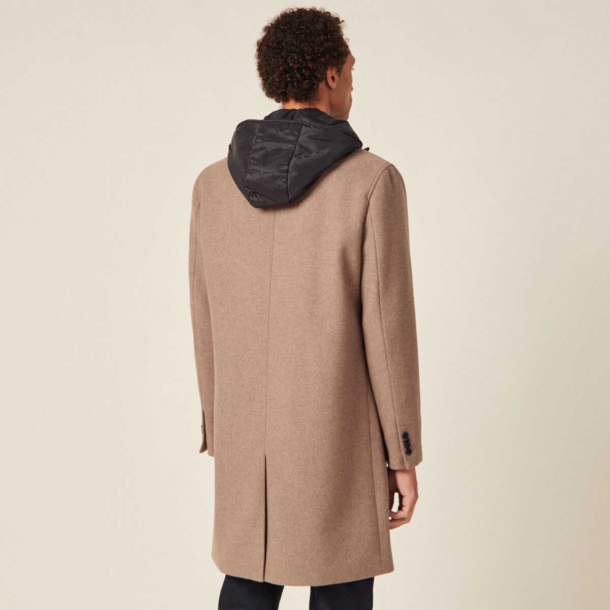 Manteau avec capuche amovible vert kaki homme