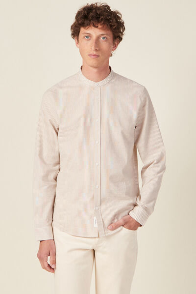 Chemise manches longues beige homme
