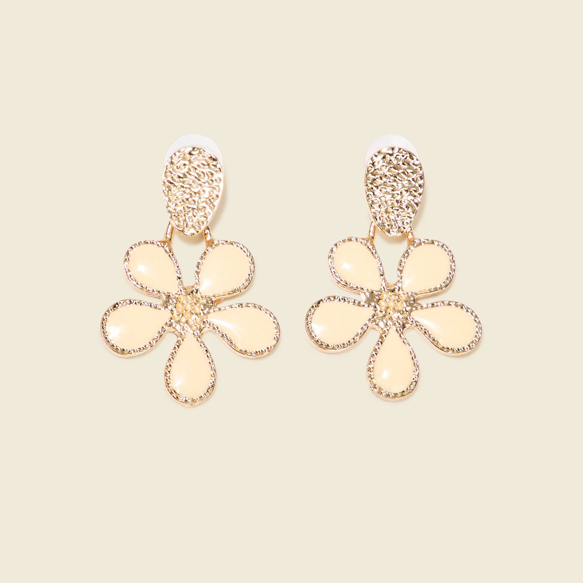 Boucles d'oreilles pendantes ecru femme