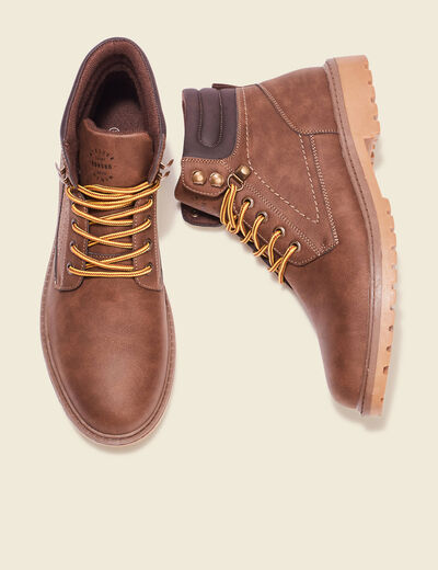 Bottines style montagne marron foncé homme