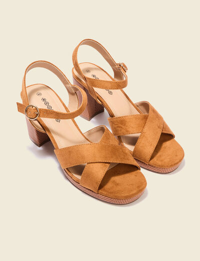 Sandales à talons suédine camel femme