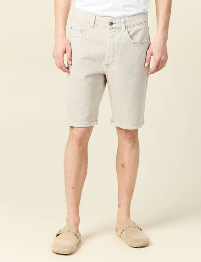 Bermuda droit en jean denim snow gris homme