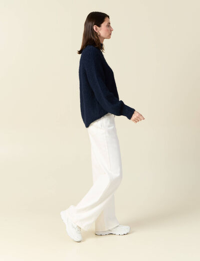 Pull manches longues bleu marine femme