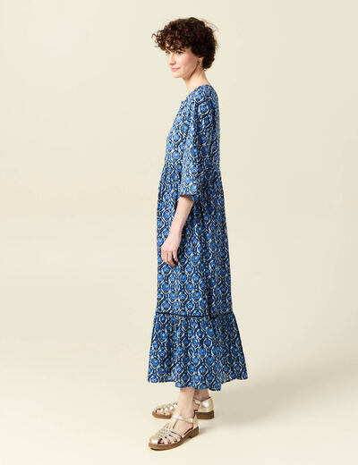 Robe longue droite bleu femme