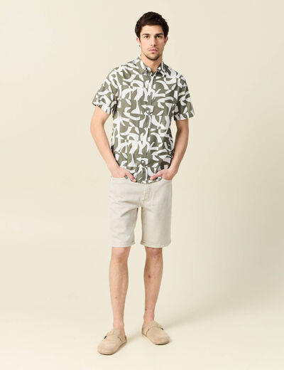 Chemise manches courtes vert kaki homme