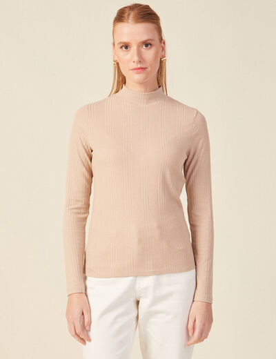 T-shirt manches longues beige femme