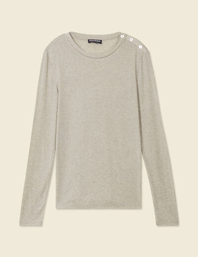 T-shirt manches longues avec laine gris clair femme