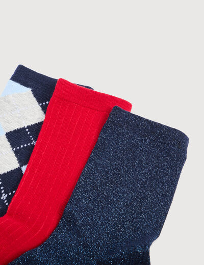 Lot de 3 paires chaussettes hautes rouge femme