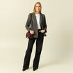 Blazer col tailleur manches longues gris fonc&eacute; femme