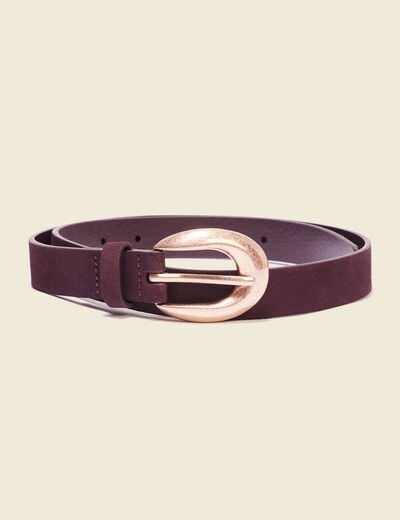 Ceinture suédine en cuir bordeaux femme