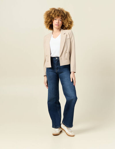 Veste blazer double boutonnage beige femme