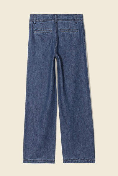 Jeans jambe large denim brut femme