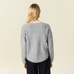 Pull manches longues col en V gris clair femme