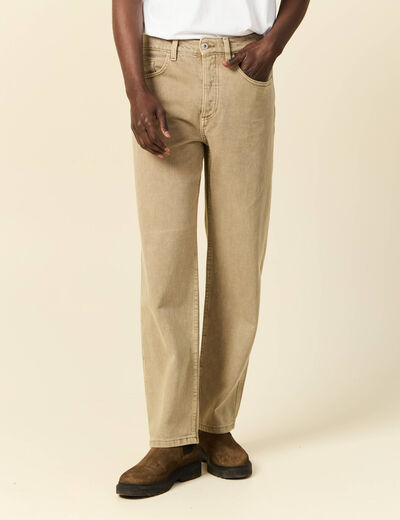 Jeans large 5 poches vert homme