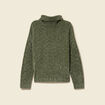 Pull col roul&eacute; manches longues vert kaki femme