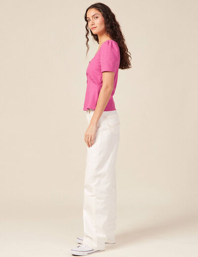T-shirt manches courtes rose framboise femme