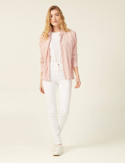 Jeans slim taille haute denim blanc femme