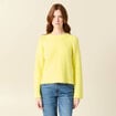 Pull manches longues col rond jaune femme