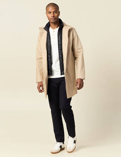 Trench mi-long col montant beige homme