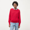 Pull droit col rond manches longues rouge femme