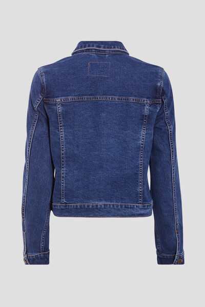Veste droite boutonnée en jean denim stone femme