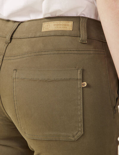 Pantalon slim poches cargo vert kaki femme