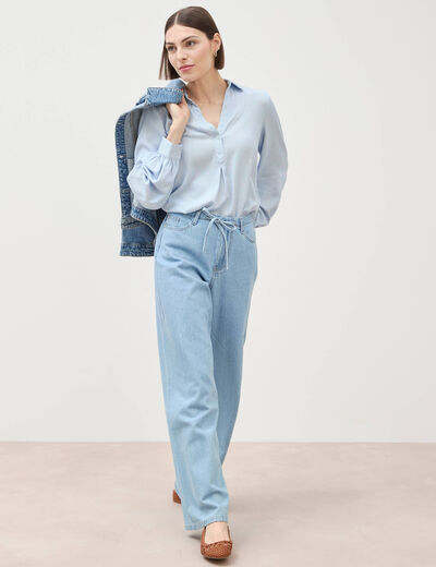 Blouse manches longues bleu femme
