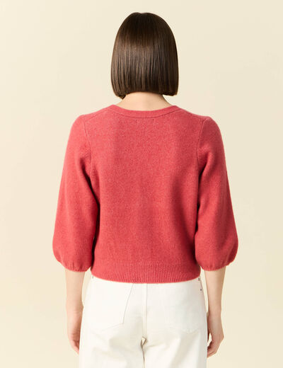 Gilet manches 3/4 rose framboise femme