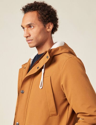 Parka droite à capuche marron homme