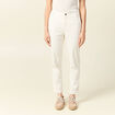 Pantalon large 7/8&egrave;me taille haute ecru femme