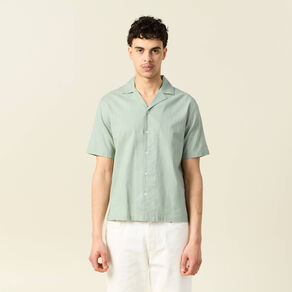 Chemise manches courtes vert olive homme