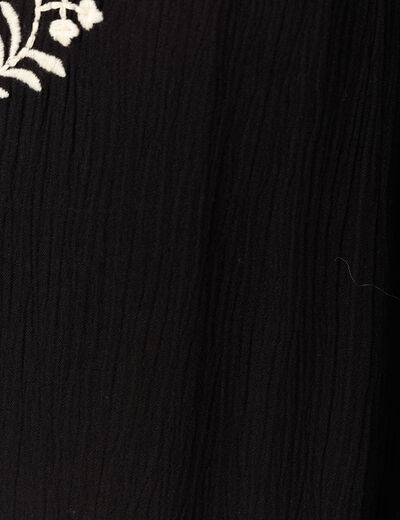 Robe évasée broderie noir femme