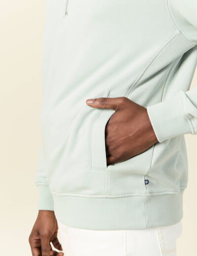 Sweat col camionneur vert clair homme