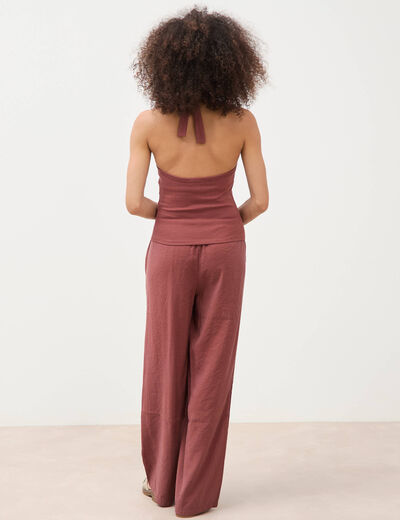 D&eacute;bardeur cropped d&eacute;collet&eacute; doubl&eacute; marron cognac femme